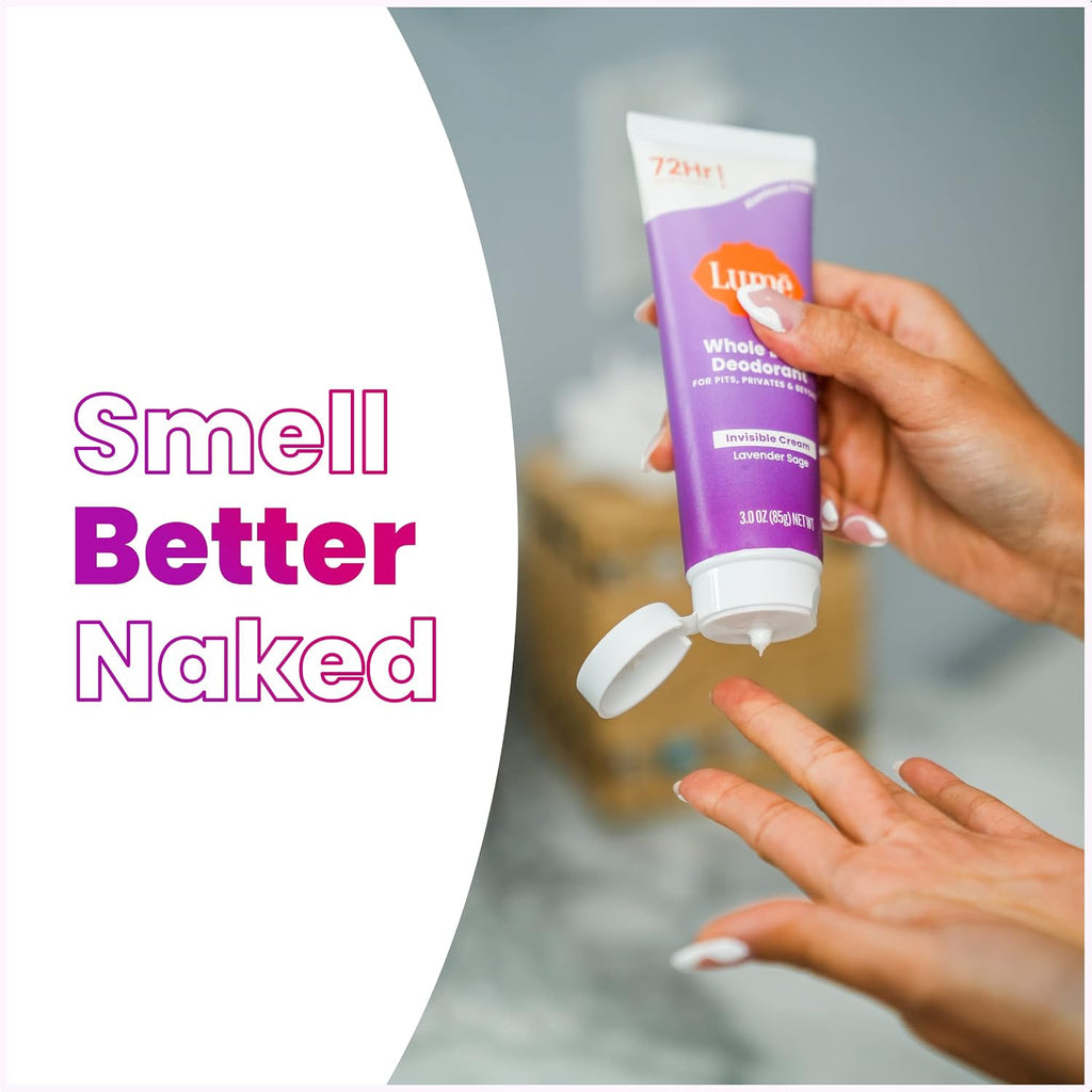 Lume Whole Body Deodorant - Invisible Cream Tube - 72 Hour Odor Control - Aluminum Free. Baking Soda Free. Skin Safe - 3.0 ounce (Pack of 2) (Lavender Sage)